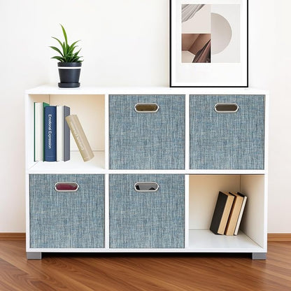 Posprica Storage Boxes, Foldable Organiser Cube Basket Bin, Thick and Heavy Duty (28×28×28cm/4pcs, Teal)