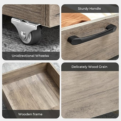 TIOPGHAD Under Bed Storage with Wheels, 2-Pack Under Bed Shoe Storage Organizer Drawer, Composite Wood Particleboard Organizer for Shoes Clothes Containers in Bedroom for Clothes,Shoes(Brownish-Gray)