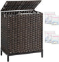 SETVSON Laundry Hamper with Lid, 112 L Handwoven Rattan Wicker Laundry Basket, 2 Removable Liner Bags Metal Heightened Feet, 6 Mesh Bags, 2 Section Large Clothes Hamper for Bathroom Bedroom, Brown