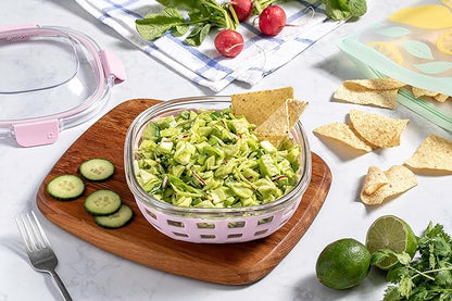 Ello Duraglass Meal Prep Container- Glass Food Storage Container with Silicone Sleeve and Airtight BPA-Free Plastic Lid, Dishwasher, Microwave, and Freezer Safe