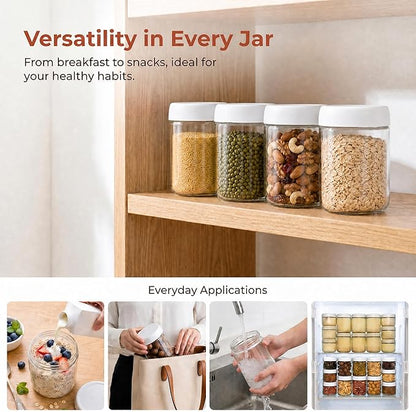 EONJOE 6-Pack 16oz Glass Jars with Lids for Food Storage Meal Prep Airtight