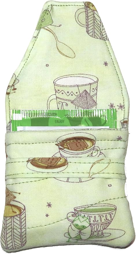 Tea Bag Wallet in a Small Teabag Shape, Swimming Tea Bags Fabric Print, Handmade, Quilted