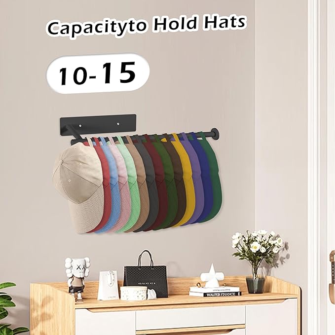 Hat Rack,for Doors, Closet ，Hat Organizer for Wall，Cap Hanger for Baseball Caps ，Closet Organization ，Hat Organizer