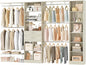 Besiost Closet System - 9.4FT/112" Closet Organizer System with Wooden Drawers,Closet Systems for Walk-In Closets with Hang Rods and Open Cabinet, Greige Oak
