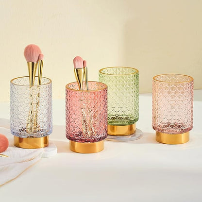 Makeup Brush Holder Organizer,Toothbrush Holders,Desk Pen Pencil Holder,Multifunctional Vintage Glass Brush Cup（A44-9-US）