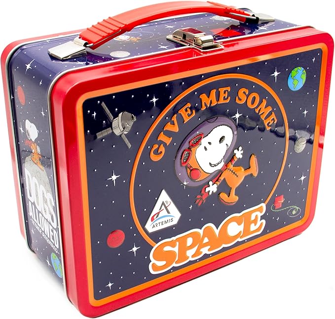 Aquarius Peanuts Artemis Fun Box 8x6 Inch - Officially Licensed Snoopy Space Collectible Storage Organizer Tin Gift for Kids and Teens