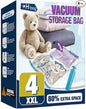 XXL Jumbo 47''X35'' Vacuum Storage Space Bags Extra Large for Blanket Bedding Comforters with Hand Pump (4 Pack)