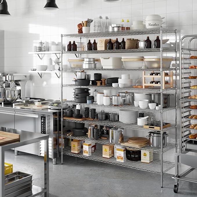 21" Deep x 72" Wide x 86" Height Wire Shelving Kit | 8-Tier | NSF Commercial Storage Rack Unit