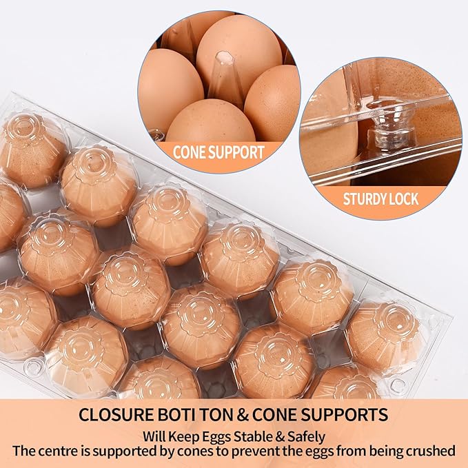 110 pc clear plastic Egg Cartons Cheap Bulk, (3 * 6) 18grid Reusable Eggs Carton Bulk, clear Large egg cartons,It Can Hold 2.3 oz of eggs Perfect for Family, Farm, Markets.(3 * 6)