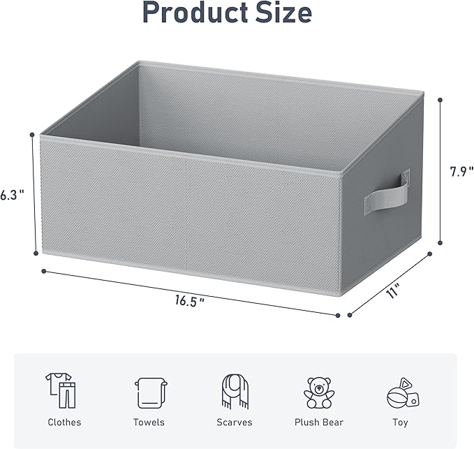 DIMJ Closet Storage Bins 6 Pack - Fabric Storage Baskets for Shelves, Large Clothes Organizers with Handles, Trapezoid Shelf Organization Storage Cubes for Purse, Toys, Books, Towel, Clothes