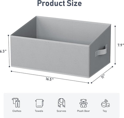 DIMJ Closet Storage Bins 6 Pack - Fabric Storage Baskets for Shelves, Large Clothes Organizers with Handles, Trapezoid Shelf Organization Storage Cubes for Purse, Toys, Books, Towel, Clothes