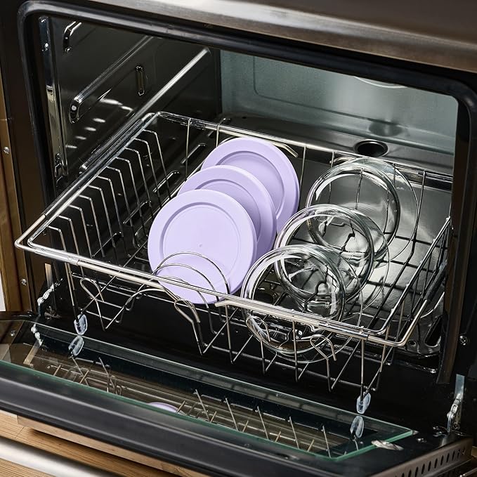 6-Piece Glass Food Storage Containers Set (3 Containers + 3 BPA-Free Lids) | 2-Cup, Leakproof | Microwave, Freezer, Oven & Dishwasher Safe | Ideal for Meal Prep & Pantry Organization, Purple