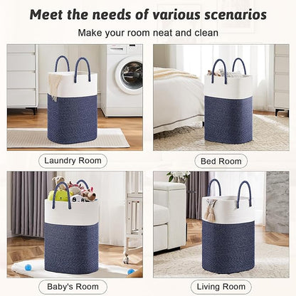 Artfeel Laundry Basket,Woven Cotton Rope Laundry Hamper,80L Versatile Storage for Dirty Clothes,Baby Toys,and Blankets in Bathroom, Nursery,and Living Room