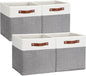 DULLEMELO Storage Cubes 12 inch, Collapsible Sturdy Cube Storage Bins With Handles for Organizing,Fabric Storage Baskets for Shelves Nursery Closet Home Organization and Storage (White&Grey-4 Pack)