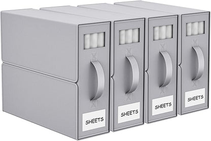 Bed Sheet Organizers and Storage, Foldable Fabric Storage Bins for Bed Sheets Duvet Covers Pillowcases, Closet Organizer, Storage Container Boxes for Blankets, Clothes (4 pack(Queen or King), Grey)