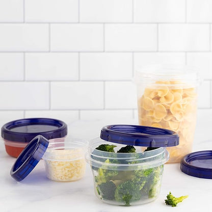 PLASTICPRO [16 oz 10 Pack] Twist Top Deli Containers Clear bottom With blue Top Twist on Lids Reusable, Stackable, Food Storage Freezer Container