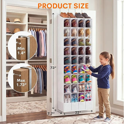 30-40 Pairs Over the Door Shoe Organizer, Large & Deep Pockets Hanging Shoe Rack, Space-Saving Closet Door Organizer Fits Boots,Sneakers or Larger Shoes,Shoe Storage for Bedroom,Small Closet,Entryway