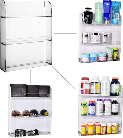 AMT Acrylic Nail Polish Racks for the Wall. CLEAR Nail Polish Display. Essential Oils Organizer. Holds up to 48 Bottles. Plus a Microfiber Cloth for Cleaning Purposes (3 Tier- 48)