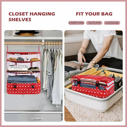 Surblue Hanging Closet Storage Bag Collapsible 3-Shelf Washable Oxford Fabric with 2 Hooks (XL 17.71 * 11.81 * 20in, Snow)