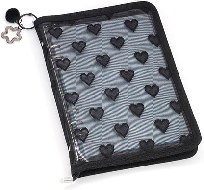 Chillpaper Enamel Pin Display Book Collection Trading Book Portable Brooch Pins Holder Storage Organizer Case Zippered (Black Heart Lace)