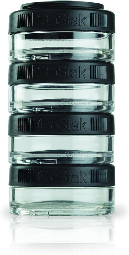 BlenderBottle GoStak Twist n' Lock Storage Jars, 40cc 4-Pak, Black