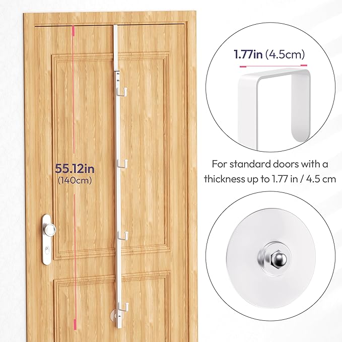 SWTYMIKI Over Door Hat Rack - 2 Packs Metal Hanging Hat Organizer with 8 Hooks Design, Baseball Cap Hanger Organizer Storage Holds up to 40 Caps for Door, Bedroom, Closet