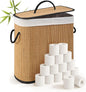 Leinuosen Bamboo Toilet Paper Storage Basket 8 Gallons/30 L Toilet Paper Organizer Holder with Lid Waterproof for Kitchen Bathroom Home(Walnut,Stylish)