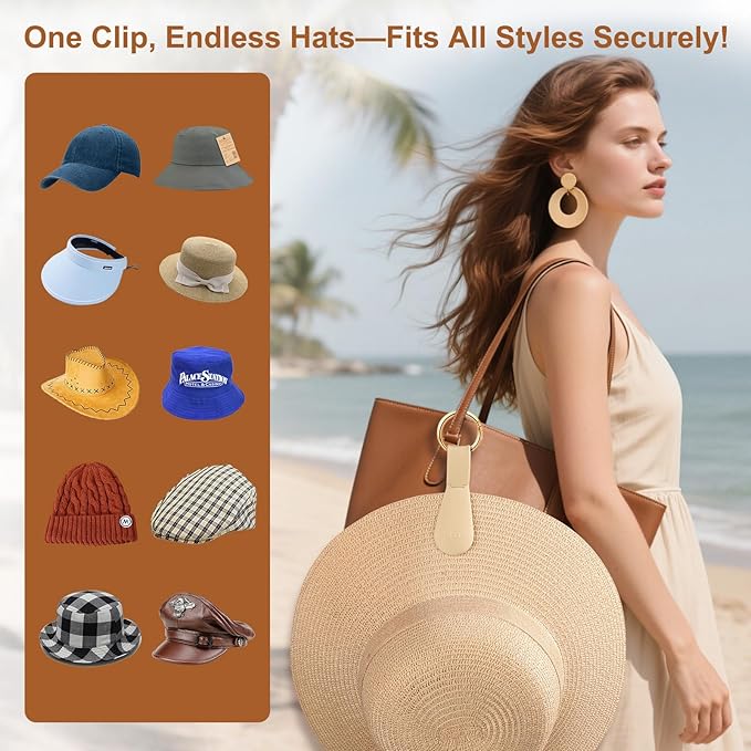 Fikoksol Magnetic Hat Clip for Travel on Bag, Silicone Hat Holder for Tote Beach Bag, Hand Free Strong Magnet Purse Hook Cowboy Hat Hanger Carrier for Travel Vacation Essentials Accessories