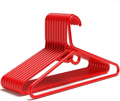 DEILSY™ Red Heavy Duty Hangers with Hooks for Scarves & Belts – Thick and Strong Clothes Hangers for Shirts, Jackets, Pants, and Dresses – Space-Saving Plastic Hangers – Pack of 50