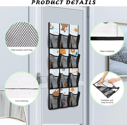 Seal Over The Door Shoe Organizer,12 Compartment Breathable Mesh Pocket Over the Door Hanging Shoe Organizer,Closet Shoe Organizer,Large Men's and Women's Shoe Organizer