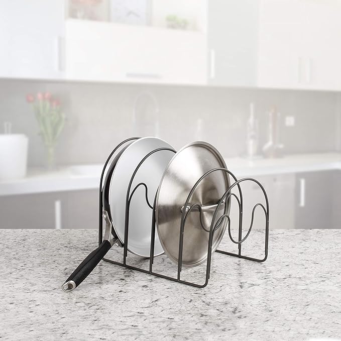 Spectrum Diversified Arc Lids for Pots & Pans, Storage & Organization, in-Cabinet Skillet & Bakeware Organizer, Sturdy Steel Kitchen Cupboard Organi, Medium, Industrial Gray (A50176)