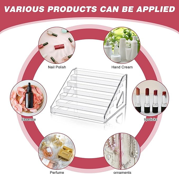 6-Tier Clear Acrylic Nail Polish Storage, Holds 48-96 Bottles, Multi-Purpose Nail Polish Rack, Sunglasses, Essential Oils and Cosmetics