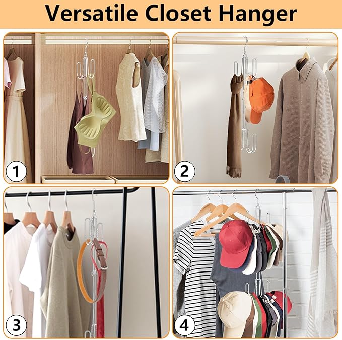 NANATI Hat Hangers for Closet, 1 Pack Stainless Steel Hat Organizer, Hat Racks for Baseball Caps, Cap Organizer for Baseball Caps, Silvery