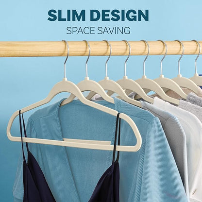 DEILSY™ Ivory Hangers 50 Pack - Non Velvet Slim Hangers - Durable Hanger Space Saver for Closet Organization, Shirts, Dresses, Jackets, Pants, Adult Clothes Storage Solution