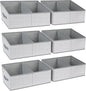 DIMJ Large Closet Shelf Organizer Bins 6 Packs with Handles and Divider, Fabric Trapezoid Storage Baskets, Foldable Clothes Containers Box for Shelf, Towel, Book, Toy, Purse, Hats, Grey