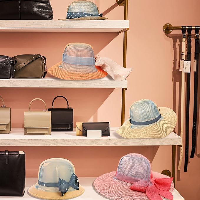 12 PCS Hat Holder Display Organizer Racks Stands Table Top Storage Hanger for Cowboy Fedora Closet Trucks Brim Bill Shaper (Clear)