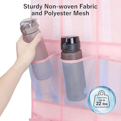 F-color 16-Pocket Hanging Organizer - Over the Door Shoe Organizer, Cruise Essentials for Cabin & RV, Breathable Mesh Storage Pockets, Space Saving Hanging Storage Holder with 4 Sturdy Metal Hooks