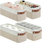 Bagnizer Small Fabric Storage Baskets, 15x6x5 inch Narrow Storage Bins 4-Pack Long Storage Basket for Organizing with Handles, Decorative Basket for Closets, Shelves, Toilet Paper, Beige