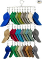 Closet Hat Organizer with 30 Clips, Foldable Hanging Storage Rack for Baseball Caps, Hat Rack