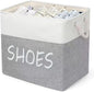 Large Fabric Shoe Basket,Flodable Shoe Storage Bin for Entryway,Hallway or Mudroom,Stylish Shoe Storage Container (Large-1 Pack)