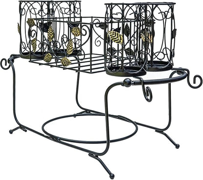 Utensil Caddy - Silverware Caddy or Napkin, Cutlery and Plate Holder - The Ideal 2-Piece Portable Outdoor Kitchen Accessories Buffet Organizer for Picnics, Camping, Barbecue, Parties and Events