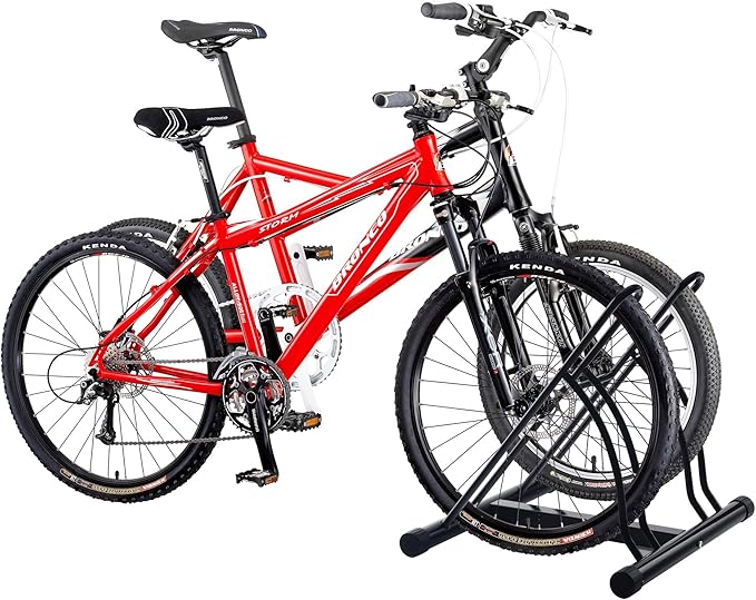 Bike Rack – Dual Bicycle Stand for Mountain, Road, or Kid’s Bikes – Indoor or Outdoor Steel Bicycle Storage – Tire Rack for Truck by RAD Cycle
