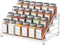 BOIVSHI Tiered Spice Rack, 4 Tier Spice Shelf Organizer for Cabinet, Spice Rack Organizer, Depth Adjustable Seasoning Rack Organizer for Cabinet, Countertop, Pantry, Metal, White (1 Pack)