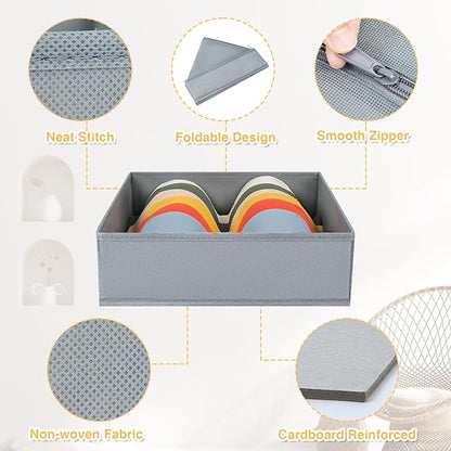 DIMJ Drawer Organizer 15 Pack - Foldable Baby Clothes Storage & Dresser Organizer for Nursery, Bedroom, Closet - Nursery Organization Dresser Dividers for underwear, Sock,Bra, Belt, Tie, Gray