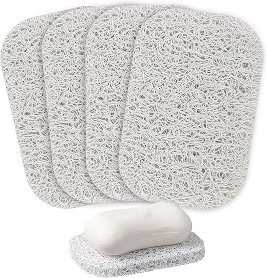 4PCS White Soap Holder PadBPA-Free Savers Pads for Soap Dish,Easy to Clean Soap Lifting Pads Suitable for Shower Kitchen Bathroom Bathroom Travel Hotel Cleaning Products