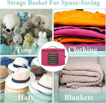 Hat Box,Hat Storage Box,Stackable Round Brim Hats Organizer Bag Container for Closet,Travel Hat Boxes for Women, Cowboy Hat Organizer, FoldableTravel Cap Boxes (09-Rose Red, 16.5" D x 10.5" H)