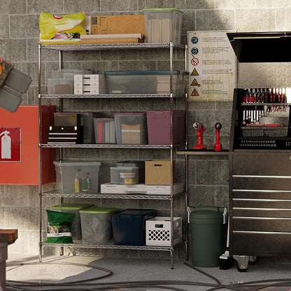 24" Deep x 54" Wide x 86" Height Wire Shelving Kit | 5-Tier | NSF Commercial Storage Rack Unit