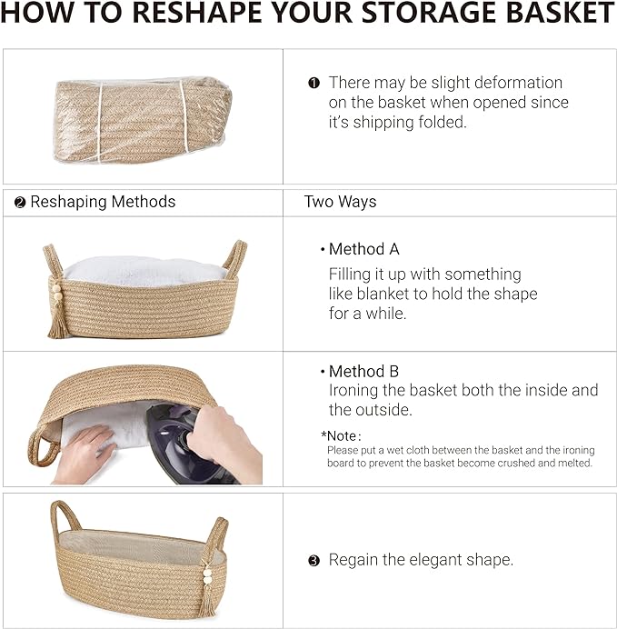 Mkono Small Storage Basket for Toilet Tank Top Boho Bathroom Decor Woven Rope Toilet Paper Tray Organizer for Shelf Bedroom Living Room, Jute, 1 Pack, 13" L x 6" W