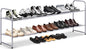 MISSLO 2 Tier Long Shoe Rack for Closet Shoe Organizer Holds 18-Pairs, Wide Low Stackable Shoe Storage Shelf for Bedroom Floor, Men Boots, Women Heels, Kids Sneakers (Grey)