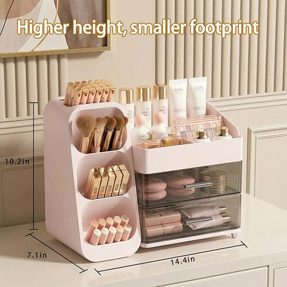 Large Capacity Makeup Organizer Countertop with Makeup Brush Holder for Vanity, Thickened Material, Bathroom Countertop Organizer Skin Care Perfumes Storage, Teen Girl Gifts for 12-23 Year（pink）